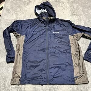 Columbia Jacket Mens XXL Windbreaker Blue Coat Nylon Rain Vented Hooded